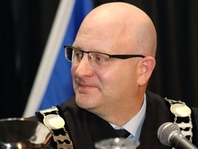 Mayor Don Scott leads his first public council meeting at Shell Place on Tuesday, Oct. 24, 2017. Scott and the rest of council had just been sworn in. Vincent McDermott/Fort McMurray Today/Postmedia Network