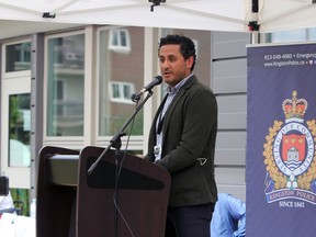 Roger Romero, Kingston Community Health Centre's manager of youth services, at the centre's 263 Weller Ave. location to announce the "Kingston Speaks Inclusion" consultations in Kingston, Ont., on Monday, July 12, 2021.