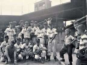 Joe Kotowicz (bottom left) with his Orioles teammates at Megaffin Stadium in Kingston. Joe Kotowicz photo