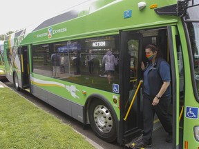 Kingston Transit driver Maggie Yntema is one of two drivers who will be putting the new electric buses to the test over the next month. The new buses joined the fleet on Thursday.