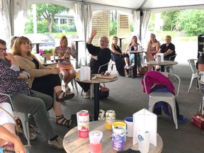 A comfortable crowd of people in the arts assembled at the inaugural Meet and Greet held by the Gananoque Arts Network (GAN) at the Thousand Islands Playhouse on July 29.  Supplied by Gananoque Arts Network