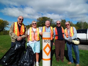 Time passes and membership changes, but the mission and goals of the Thousand Islands Association continue to revolve around the health and safety of the St. Lawrence River. This photo from October 2012, shows members out cleaning up the Thousand Islands Parkway as part of their commitment to the area and all who live there. L-r, Bill Hale, Judy Orr, Bruce Wilson, John Taylor and David Orr.  supplied by Bill Hale