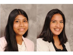 Tasnia Rahman, left, and Mahek Dhaliwal