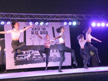 Dancing their routine titled Word as part of Starz In Motion's year-end recital held at the Skylight Drive-In is, in the photo from left,  Lydia Patterson, Hazel Duchrow, Elizabeth Pfeiffer, Claire Anthony, and Emily Walsh.