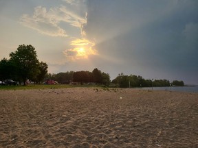 A hazy sunset could be seen at Pembroke's Riverside Park Sunday night. A special air quality statement has been issued for Renfrew County as smoke from northern Ontario wildfires makes its way south.