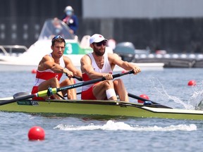 Brockville native Conlin McCabe (right) and Kai Langerfeld compete in the semi-finals of the men's pair event at the Tokyo Olympics. The Canadian rowers just missed out on winning a bronze medal in the A final on Thursday morning (Wednesday night Brockville time).
REUTERS/Leah Millis