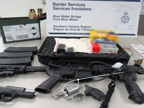 A suspect was charged and sent back to the U.S. after failing to declare weapons and ammunition at the Blue Water Bridge, Canadian border officials say. (Twitter)