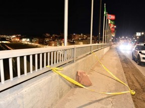 This bag recovered by Greater Sudbury Police from the Bridge of Nations contained 20 cents, Tylenol tablets, clothing and blankets – the worldly possessions of a homeless woman who fell or jumped from the bridge on March 21. SIU photo