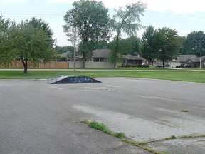 The site of the former skateboarding facility in Corunna Athletic Park. A recently-formed community group, the Corunna Skatepark Committee, asked St. Clair Township council during their July 5 meeting to match funds in order to build a new 7,200 square foot skatepark in the eastern portion of the park.
Carl Hnatyshyn/Sarnia This Week