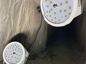 Roctan 2000 Ltd. Of Lambton Shores is working with NexNord Technologies of Brantford to supply and install ultraviolet lights capable of eradicating COVID-19 in air ventilation systems. Pictured is a pair of the UVC LED lights after being installed. Handout