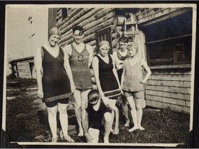 Vogue magazine told readers that "the newest thing for the sea is a jersey bathing suit as near a maillot as the unwritten law will permit." These local swimmers show off their bathing suits before taking a swim in the Mattagami River in the early 1920s. 

Supplied/Timmins Museum