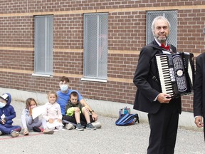 Porcupine Dante Club's past president Hector Ciccone, right, with the club's member of executive Domenic Colantonio, were showcasing Italian culture with some entertainment and food to French-speaking kids at a cultural themed event which was a part of Centre Culturel La Ronde's ongoing summer day camp called Été Soleil on Friday. 

RICHA BHOSALE/The Daily Press