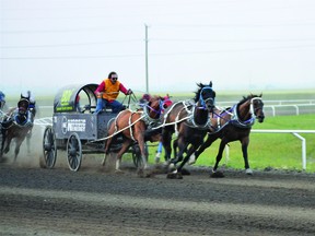 Mossleigh's Chanse Vigen won the Battle of the Foothills chuckwagon event, held at the High River Agricultural Society grounds.