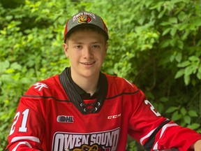 Thomas Chafe, the Owen Sound Attack's third-round pick, 47th-overall in 2021, has committed to the Scenic City squad. Photo supplied by the Owen Sound Attack.