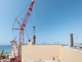 A Mammoet PTC-35 crane lifts the first of eight steam generators - each weighing approximately 320,000-pounds - out of Unit 6 at Bruce Power marking a major milestone in the multi-year major component replacement project. Photo supplied.