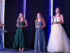 During the Pigeon Lake Regional School graduation ceremony for the Class of 2021 last month,  Panther Award Winners were (l-r) Caitlin Richards, Chloe Deklerk, Regan Van Den Brink, Carmen Harris, and Maria Vos.
--Photo courtesy Pigeon Lake Regional School