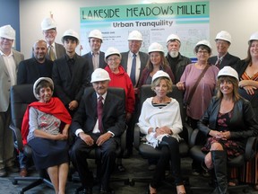Millet Town Council and Administration were joined by the principles behind the Millet Lakeside Meadows Subdivision after heavy rain forced the "ground-breaking" ceremony inside the new Council Chambers in the Millet Civic Centre last week.
Christina Max