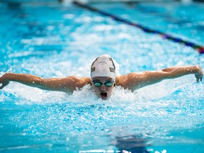 Abby McDonald competes for the Laurentian Voyageurs at the 2020 U Sports Swim Championships in Victoria, B.C.