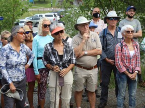 About 50 people, separated into two groups, participated in a walking exploration of Laurentian University's green space and trails in Sudbury, Ont. on Thursday August 5, 2021. The event, hosted by Coalition for a Liveable Sudbury, held the event to make community members aware of the importance of the greenspace and trail system at Laurentian, and why the land should be protected and not sold off. John Lappa/Sudbury Star/Postmedia Network