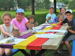 Danielle Leroux, Chloe Currier, Alex Sloan, Annabelle Marcotte, Elodie Wheeler, and Noah Currier learned many facts about bees, butterflies and wildflowers at Menard Park on Thursday August 5, 2021 in Cornwall, Ont. Francis Racine/Cornwall Standard-Freeholder/Postmedia Network