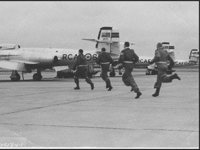 Crews scramble to their jets at CFB North Bay.
Submitted Photo