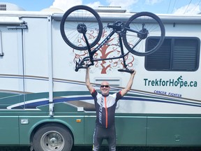 Stephen Dartt's cross-country ride to raise cash for charities hit a rough patch when his bike was stolen in Sault Ste. Marie. SUPPLIED