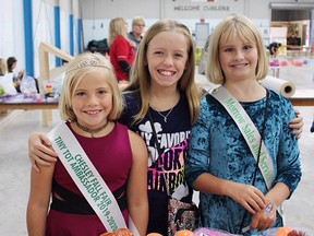 Chesley Fall Fair 2019-20 Tiny Tot Ambassador Ashley Foxcroft with Vivienne Kent and Serena Foxcroft.