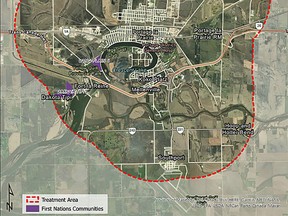 The map of the spraying areas in Portage. (supplied photo)