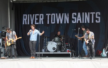 River Town Saints is, from left, Chris McComb, Chase Kasner, Jordan Potvin, Joe Patrois and Jeremy Bortot.