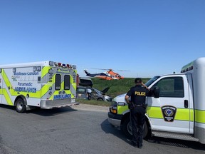 An Ornge air ambulance responded Thursday morning to the scene of a crash west of Strathroy. (Middlesex-London Paramedics Service photo)