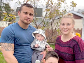 A GoFundMe campaign has been set in memory of Timmins cyclist Luke Etherington, who died in a collision with a pickup truck on Tuesday. Etherington, who was 25, is shown here with his partner Megan and sons L.J. and Jackson. SUBMITTED PHOTO