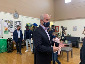 Federal Conservative Leader Erin O'Toole stopped in Edmonton on the campaign trail Saturday, August 21, 2021. OÕToole was at Edmonton's Winnifred Stewart Association, 11130 131 St., to release his plan to break down barriers for Canadians living with disabilities. ANNA JUNKER/Postmedia