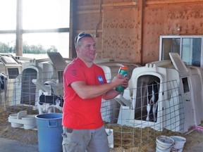 Josh Ireland telling the club about the calf barn. SUBMITTED