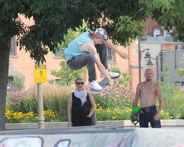 Zackery White shows off the form that earned him top spot in the Men's Division at the Heavy Medal Skateboard Competition and Showcase at the Rapids Skate Park in Pembroke.