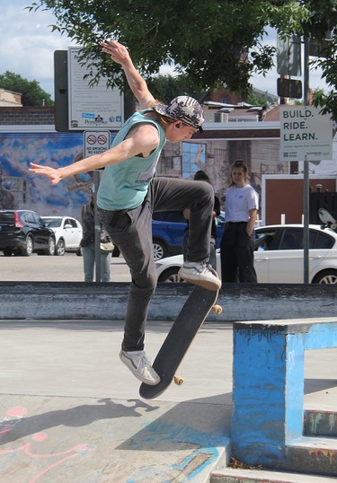 Zackery White shows off the form that earned him top spot in the Men's Division at the Heavy Medal Skateboard Competition and Showcase at the Rapids Skate Park in Pembroke.