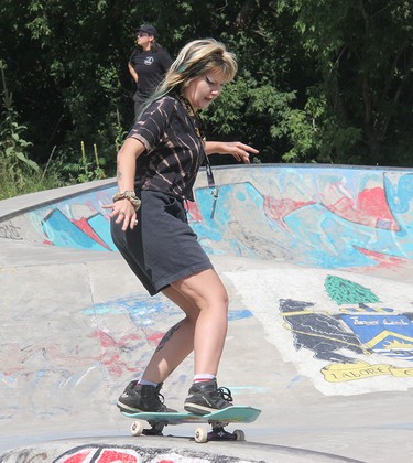 Reens Leroy competes at the first Heavy Medal Skateboard Competition and Showcase held on Aug. 14 at the Rapids Skate Park in downtown Pembroke.