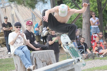 Mike Hawk competes at the first Heavy Medal Skateboard Competition and Showcase held on Aug. 14 at the Rapids Skate Park in downtown Pembroke.