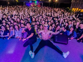 Dallas Waldie, on stage at right, is the subject of a 30-minute documentary that airs this weekend at TAIWANfest in Toronto. Waldie – who is fluent in Mandarin Chinese and performs under the stage name Dallas Waldo – has helped popularize the rap and hip-hop art form in Asia. – Contributed photo