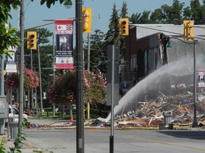 A large part of Wheatley's core continues to remain closed in the wake of last week's gas explosion. The blast area is shown here on Monday. (Trevor Terfloth/The Daily News)