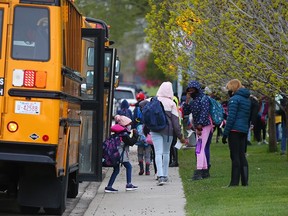 St. Pius X Elementary School students head back to school on Tuesday, May 25, 2021. PHOTO BY GAVIN YOUNG/POSTMEDIA