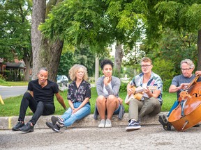 From left are performers Marcus Nance, Barbara Fulton, Evangelia Kambites, Trevor Patt and Paul Shilton. Photo by York Lane Art Collective