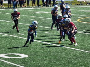 The peewee Foothills Eagles won 42-6 against Cochrane on Aug. 28 at Shouldice Park in Calgary