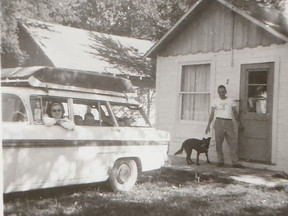 Car, dog, and the wee holiday cabin. (supplied photo)