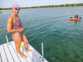 Jillian Best of London, who received a liver transplant in 2016, expects to begin her 52-kilometre crossing of Lake Ontario late Tuesday night and come ashore in Toronto 17 to 19 hours later. Best is raising money with the swim to buy new equipment for the transplant unit at London Health Sciences Centre.  (Move For Life Facebook page)