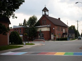 Southgate's first rainbow crosswalk is located on Artemesia Street South in Dundalk. PHOTO BY CORRYN JACKSON OF JACKSON SISTER'S PHOTOGRAPHY