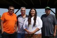 From left: Wauzhushk Onigum council members Donald Biggeorge and Ed Skeid with Kenora NDP candidate Janine Seymour and Wauzhushk Onigum Chief Chris Skead.