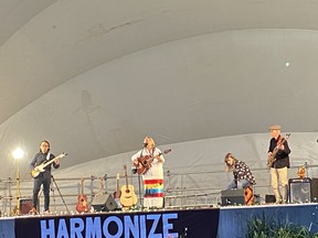 Cree singer-songwriter Phyllis Sinclair performs songs from her album, Ghost Bones, at Legacy Park in Fort Saskatchewan on August 21, 2021. Photo Supplied.