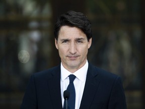 Prime Minister Justin Trudeau speaks at a news conference at Rideau Hall on Aug. 15 after meeting with Governor General Mary Simon to ask her to dissolve Parliament, triggering a fall election.