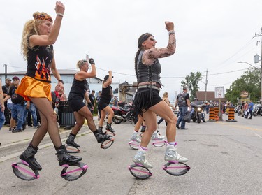 Well it's Friday the 13th in Port Dover, so a fitness class from the Port Dover Dance Babes wearing Kangoo Jumps doesn't seem out of the question.

(Mike Hensen/Postmedia Network)