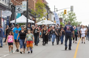 Numbers were way down as former attendee's said the numbers were about 1/4 of a usual attendance at the Port Dover Friday 13th biker gathering.  

Rather than have bikes parked down the middle of the main drag, they were put into side streets and lots, giving pedestrians much more room to walk.

(Mike Hensen/Postmedia Network)